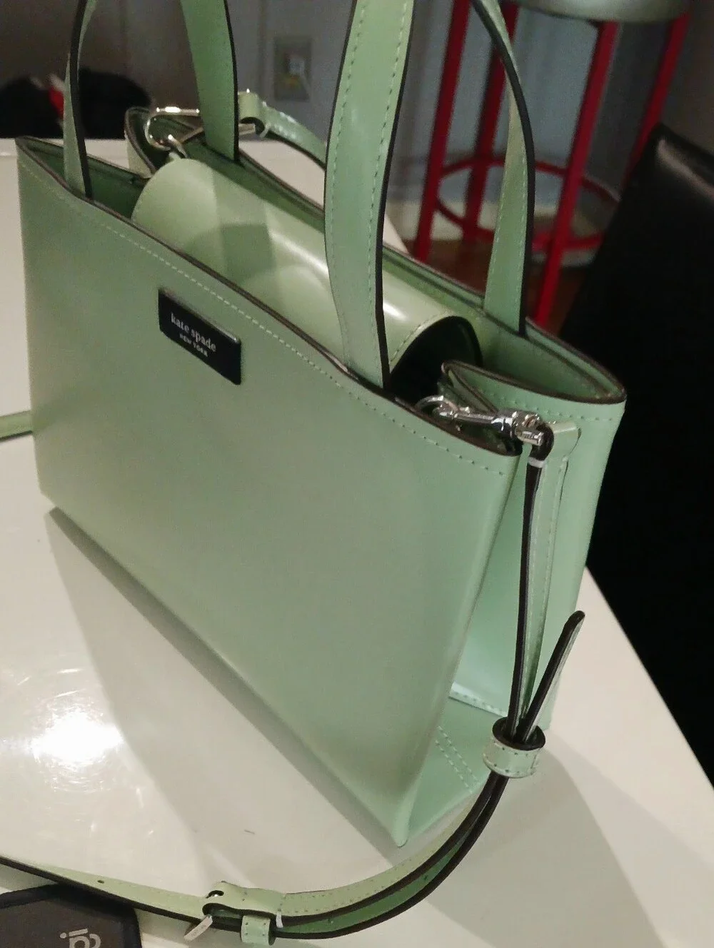 Kate Spade Sam Icon Satchel Crossbody Light Retro Green - Picture 6 of 9